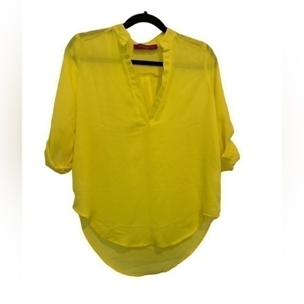 NWOT Akira Yellow Sheer V-Neck Long Sleeve Blouse Size S